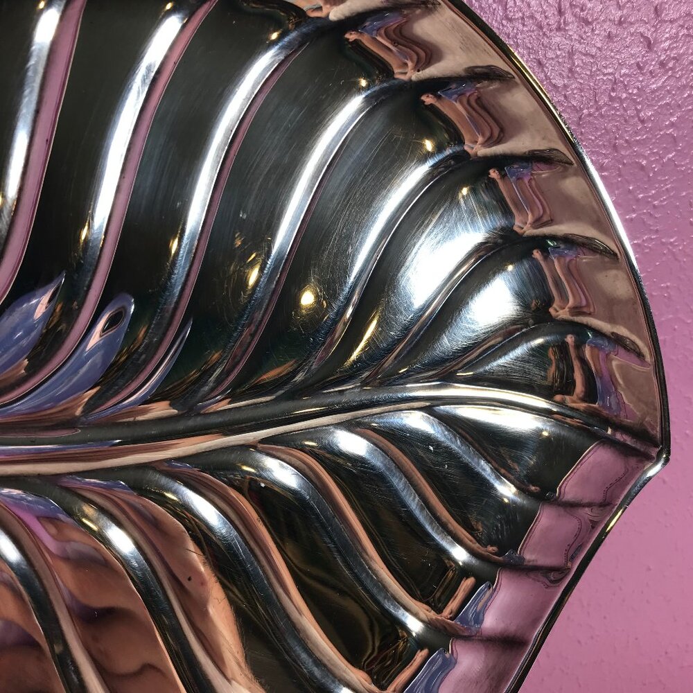 Vintage International Silver Sterling Plated Leaf Fern Dish Tray * Retro Display - Picture 4 of 6